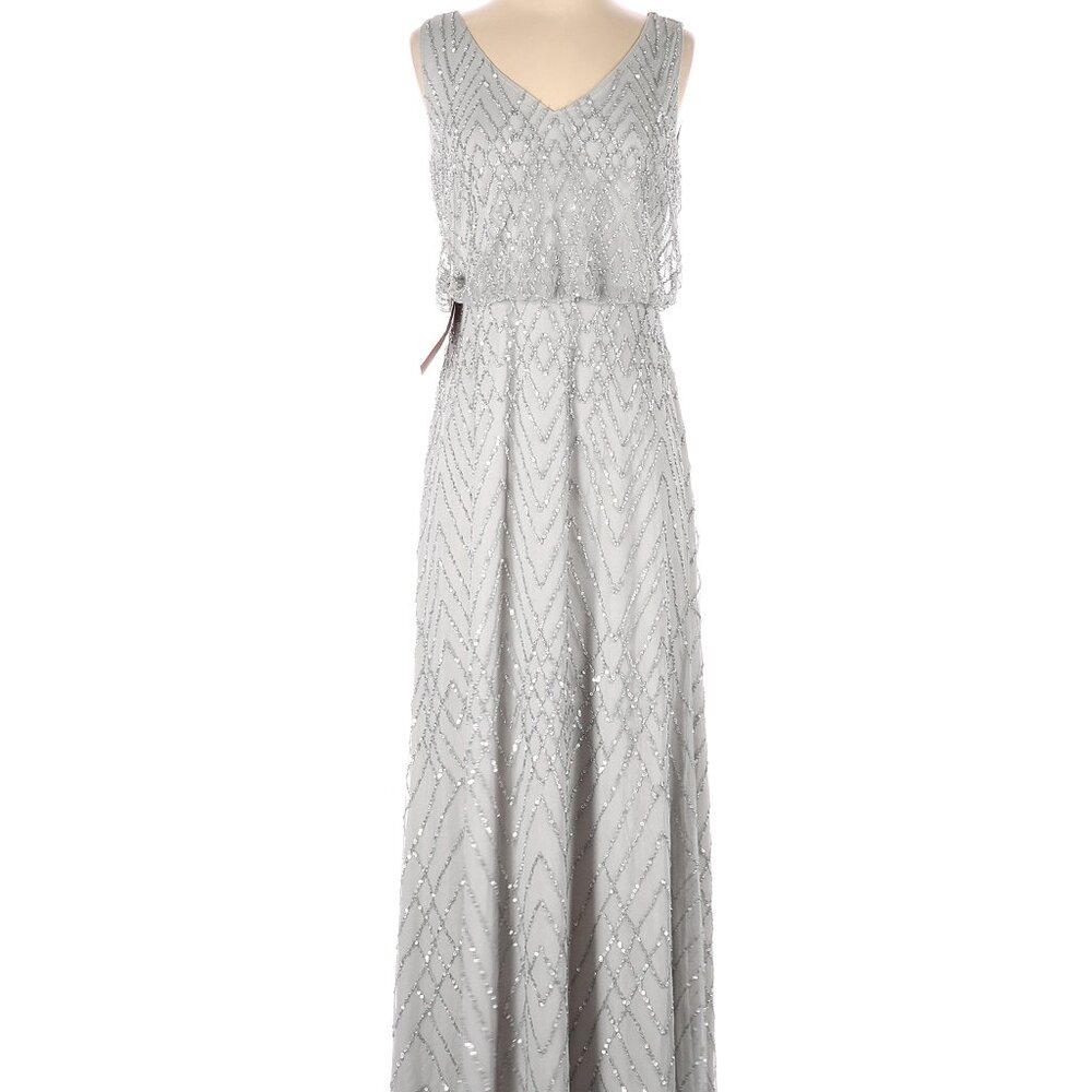 *Donating Soon - Make Offer* Antropologie Blaise Dress Silver Grey Beaded 6